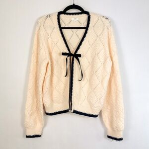 Mine Cream & Black Knit Cardigan Sweater